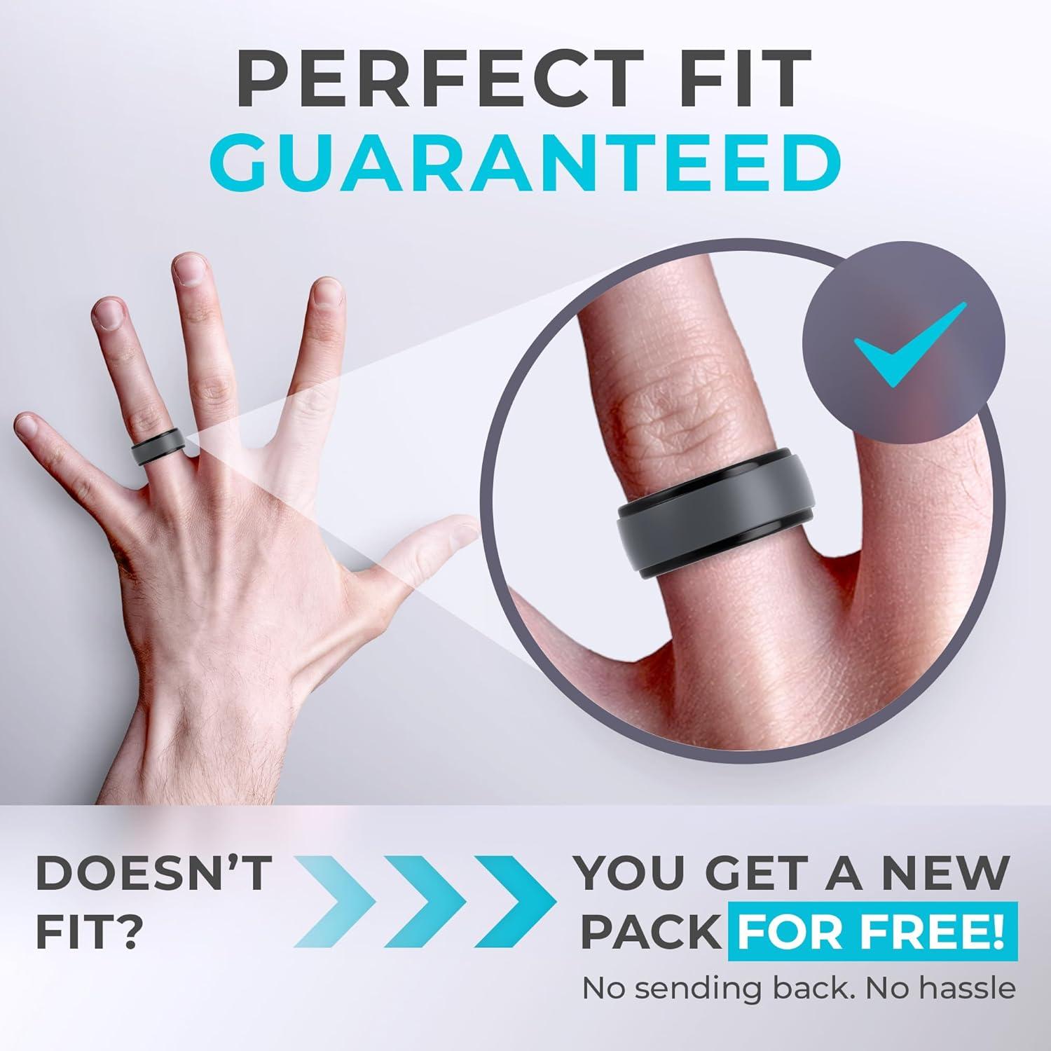 imageThunderFit Silicone Rings Wedding Bands for Men DualLayer Design 10mm Wide 25mm Thick Breathable Mens Rubber Engagement Bands Variety Multipack 47Pack L Black Grey B Walnut Bark Black Grey B Black Gray Asparagus Black